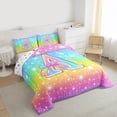 thumbnail image 4 of Homewish Cartoon Bowknot Monogrammed Bedding Comforter Set, Initial A Letter Twin Comforter Sets, Glitter Stars Rainbow Reversible Bedding Set, Microfiber Bedroom Decor, 2-Piece, 4 of 9