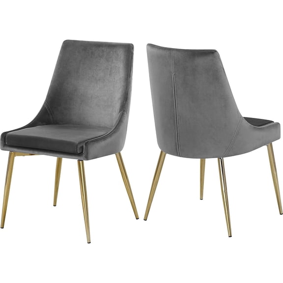 Antique Appeal Modern, Contemporary Velvet Upholstered Dining Chair with Sturdy Metal Legs, Set of 2, 19.5" W x 21.5" D x 33.5" H