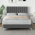 thumbnail image 3 of Studyset Full Size Bed Frame with Adjustable Headboard, Velvet Upholstered Platform Bed Frame with Wooden Slats Support, No Box Spring Needed, Grey Velvet Bed Frame, 3 of 7