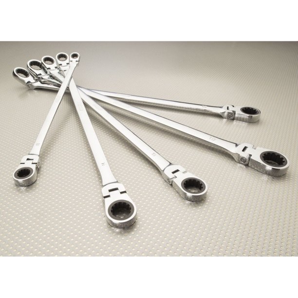 EZ Red NR5M 5Piece Metric Extra Long Flex Head Spline Ratcheting