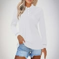 thumbnail image 4 of Bvxeep Women's Solid Color Button Turn-Down Collar Casual Fashionable Long Sleeve T-shirt top Shirt, 4 of 7