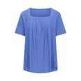 thumbnail image 6 of Raeneomay Fit Pleated Blouse Shirts Plus Size Tops For Women Sexy Blouse Solid Casual Loose Summer Short Sleeve Blouse, 6 of 6