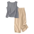 thumbnail image 4 of XXWXYD Girls Linen Pants Set Two Piece Summer Casual Beach Vacation Outfits Sleeveless Tank Top Wide Leg Business Clothes Toddler Girl Vacation Outfits, 4 of 5