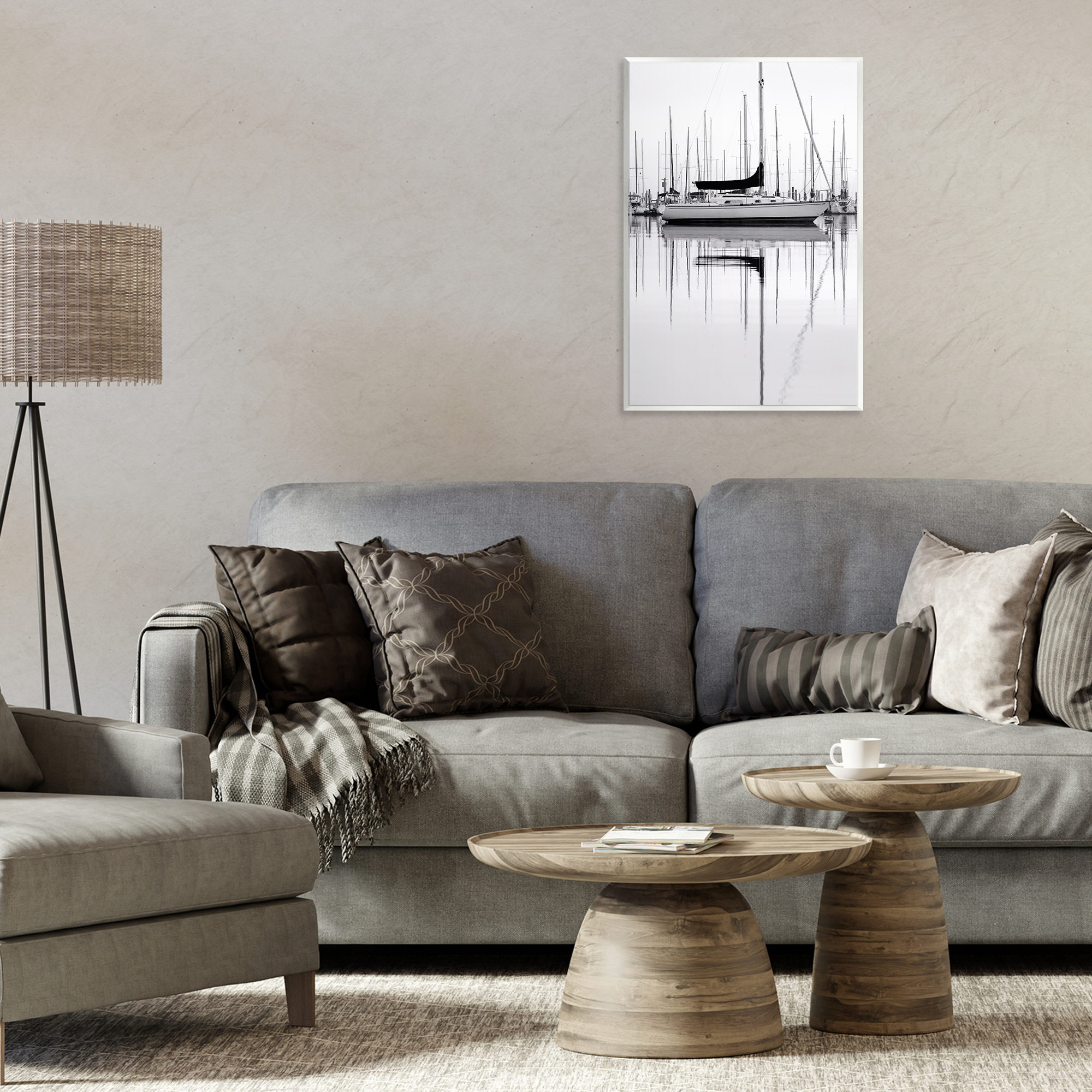 Stupell Industries Monochrome Boat Harbor Transportation Photography Unframed Art Print Wall Art, 13 x 19