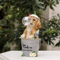 thumbnail image 3 of Estatua de jardín: cachorro con chicle y luces LED con energía solar para decoración de césped de patio interior y exterior, 29,8 x 15,6 cm, decoración navideña, 3 of 5