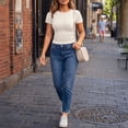 thumbnail image 6 of SUNBS 3 Packs T Shirts For Women Casual Basic Tops Slim Fit Crew Neck Ribbed Shirts, 6 of 8