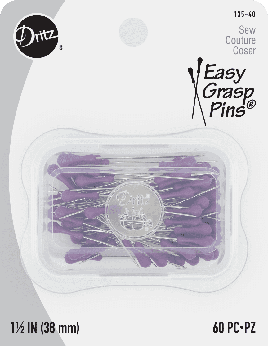 Dritz 135-40 Easy Grasp Pins 1-1/2-Inch 60-Count 