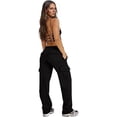 thumbnail image 4 of Pantalones Cargo de Mujer, de Felpa, de Talle Alto, Holgados, Estilo Deportivo, para Mujer, Pantalones Casuales con 8 Bolsillos. Negro L, 4 of 9