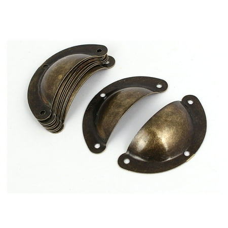 Dresser Drawer Iron 3 Holes Half Round Pull Handles Bronze Tone