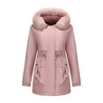 thumbnail image 3 of Women's Parka Style Winter Coat, Mid-Length Quilted Lined Hooded Jacket, Plus Size Loose Fit Warm Outerwear, Knee-Length Cotton Parka for Cold Weather, Elegant Longline Winter Coat for Women Pink, 3 of 9