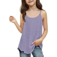 thumbnail image 5 of UACY Girls Cotton Linen Tank Tops Summer Casual Sleeveless Plain Spaghetti Strap Camisole Tween Cute Vacation Undershirts (Purple, 10-11 Years), 5 of 5
