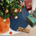 thumbnail image 3 of Navy Blue Burnt Orange Christmas Tree Skirt 36 Inches, Artwork Geometric Contemporary Xmas Trees Skirt Mat Cover Decorations for Holiday Party Indoor Outdoor, 3 of 9