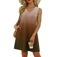 thumbnail image 4 of Summer Saving Dresses for Women Plus Size, Women's Summer Fashion Printing Pocket Sleeveless V-Neck Dress(Brown,L), 4 of 7