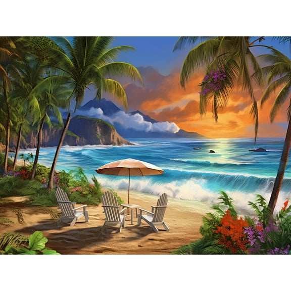 Puzzles 300 pieces for adults Hawaiian Life Tropical Beach Leisure time Formation wooden Challenging Puzzles Perfect for Game Nights 14.9'' x 10.2''