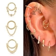 thumbnail image 2 of 1pc Stainless Steel Hoop Earrings with Chain Simple Septum Piercing Nose Rings Women Gold Color Tragus Rook Ear Piercing Jewelry, 2 of 5