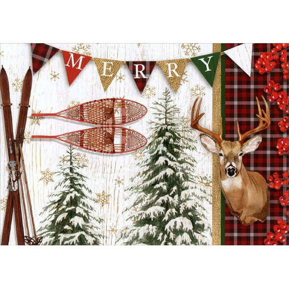 LPG Greetings Christmas Cabin: Box of 16 C Lynnea Washburn Christmas Cards