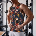 thumbnail image 3 of Wukai Vintage Floral Print Men’s Workout Tank Top Sleeveless Muscle T shirt Gym Running Fitness Tank Top-Small, 3 of 7