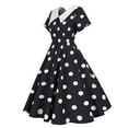 thumbnail image 4 of Cavosen 50s Dresses for Women Vintage Short Sleeve Dresses Casual Retro Polka Dots Midi Tea Dress Knee Length Party Dress V-Neck Shawl Collar A Line Cocktail Dress Evening Prom Gown, 4 of 7