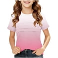 thumbnail image 2 of CQONEPT Girls Short Sleeved Shirts Color Block Crewneck Tunic Tops Summer Fashion Soft Basics Top Tee Pink 4 Years, 2 of 5