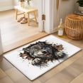 thumbnail image 2 of 2x3 Ft Entryway Area Rug, Wolf Kitchen Rug Runner Washable Floor Mat, Animal Broken Wall Dynamic Angry Expression Non Slip Indoor Door Mat Throw Carpet for Bathroom Living Room Bedroom, 2 of 8