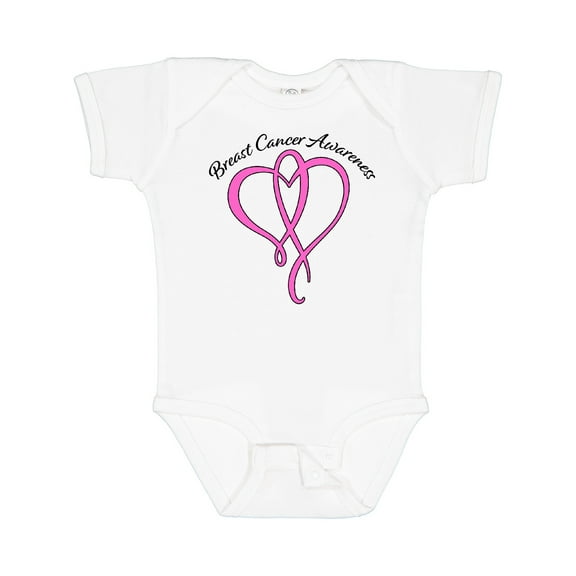 Inktastic Breast Cancer Awareness with Pink Ribbon Heart Boys or Girls Baby Bodysuit