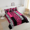 thumbnail image 4 of Erosebridal Leopard Print Comforter Sets Twin Size, Black Pink Comforters & Duvets, Geometry Stripe Decor, Women, 4 of 7