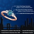 thumbnail image 2 of Gem Stone King 18K Rose Gold Plated Silver London Blue Topaz and White Topaz Engagement Ring for Women | 1.43 Cttw | Oval 7X5MM | Gemstone November Birthstone | Size 8, 2 of 6