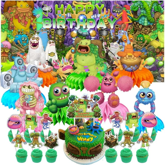 My Singing Monsters Party Supplies Honeycomb Centerpieces Table Toppers Backdrop Decorations for Birthday