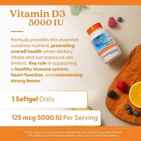 ドクターズベスト ビタミンD3 5000IU (125mcg) 180粒 ソフトジェル Doctor's Best Vitamin D3 サプリメント ビタミン ビタミンD-3 ビタミンサプリ