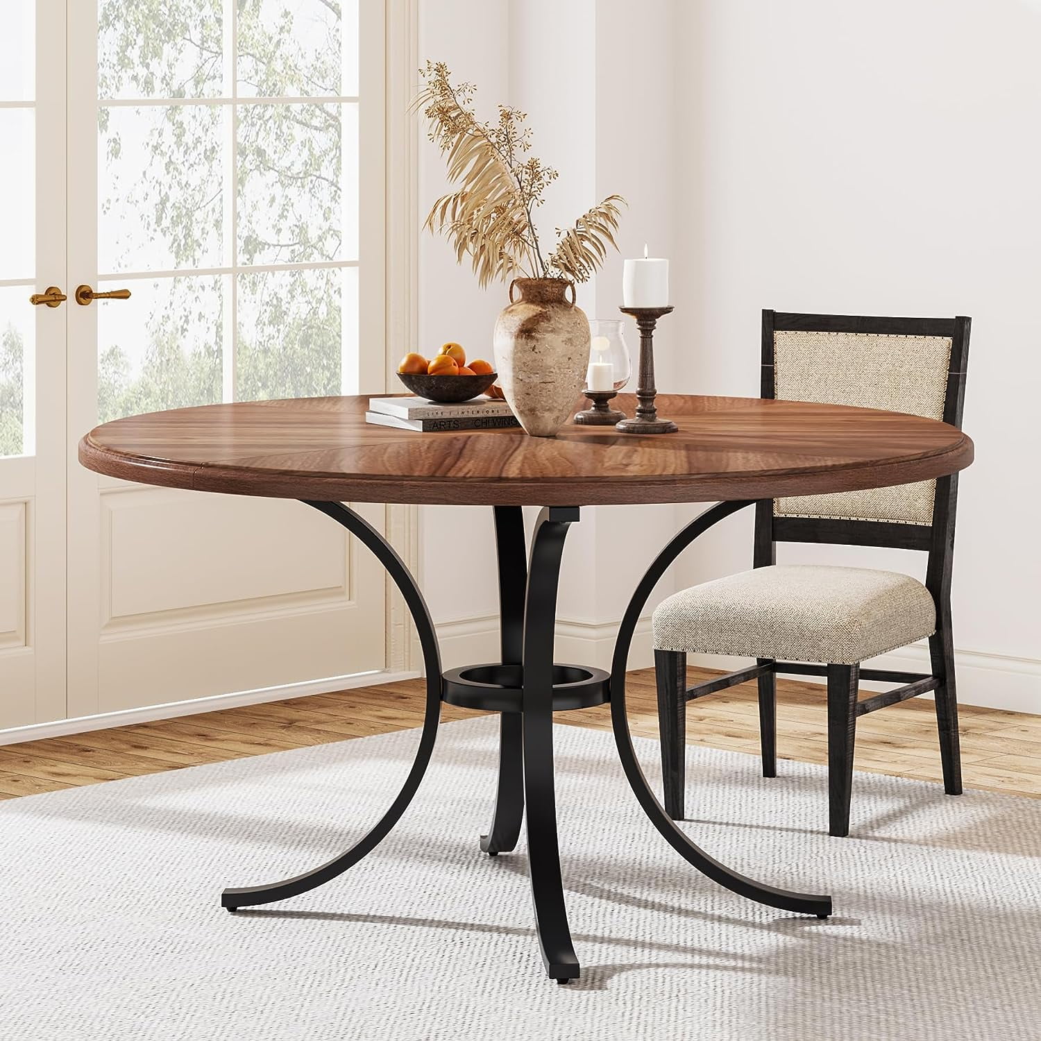 Tribesigns Round Dining Table for 4-6 People, Farmhouse Kitchen Dining ...