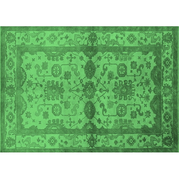 Ahgly Company Indoor Rectangle Oriental Emerald Green Traditional Area Rugs, 2' x 5'
