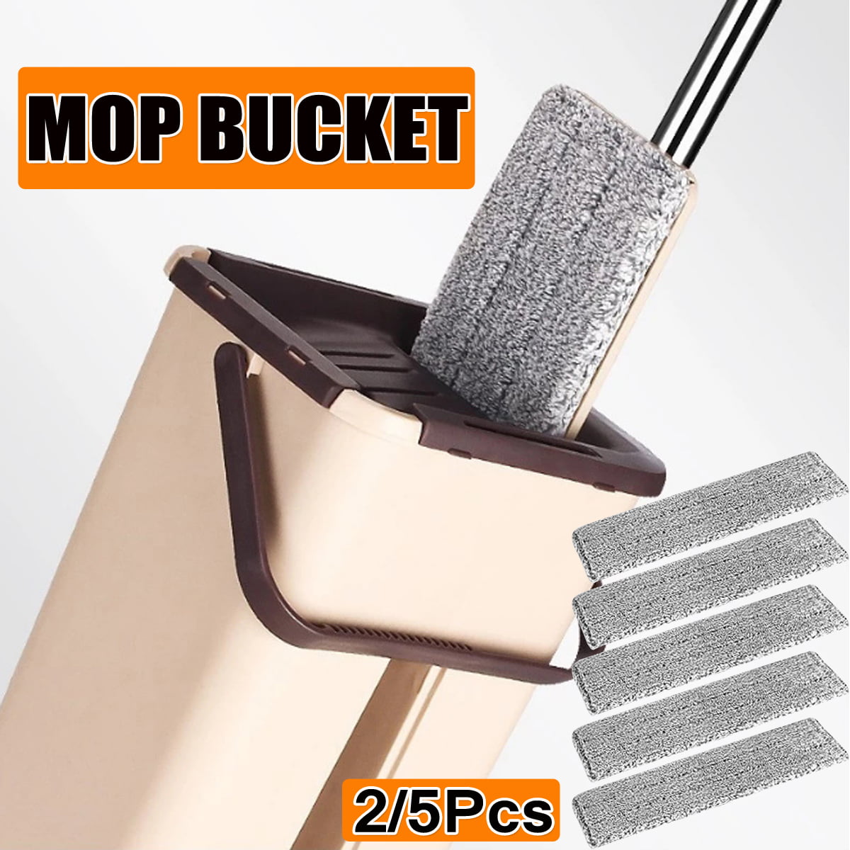 Hand Free Mop And Bucket Wringing Floor Cleaning Microfiber Flat Squeeze Mops 