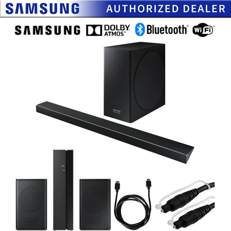 Samsung 330W 3.1.2-Channel Soundbar System w/Wireless Subwoofer (HW-Q70R/ZA) + Samsung SWA-8500S/ZA Wireless Rear Speakers Kit + 6ft HDMI Cable + 6ft Optical Toslink 5.0mm OD Audio