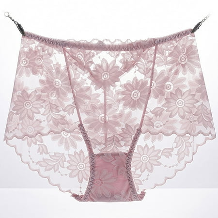 Womens Panties Invisibles Lace Triangle Seamless High Waist Large Size Brief Cotton No Show Underwear