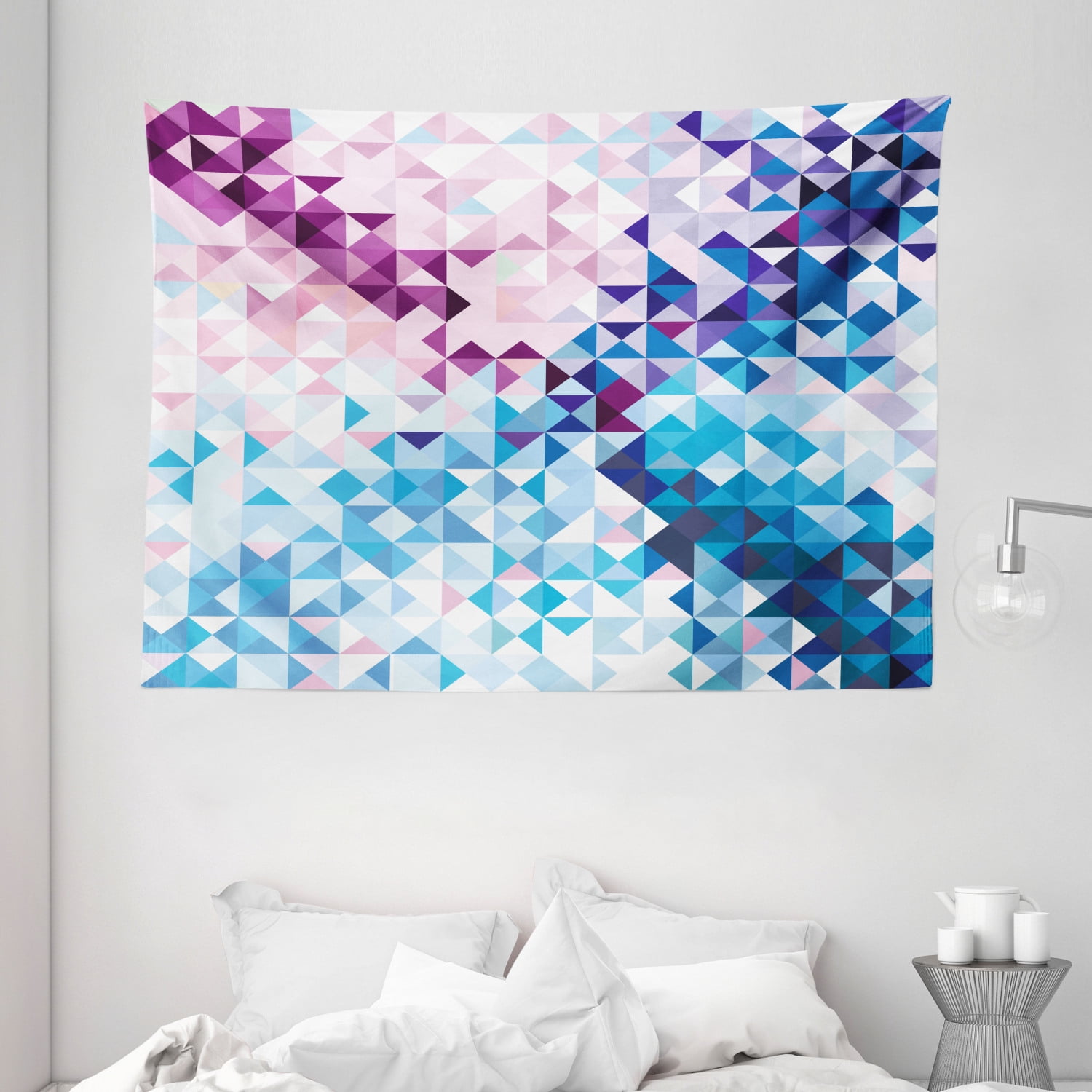 Digital Tapestry, Abstract Mosaic Digital Ombre Geometrical Colorful Design Art Print Image 