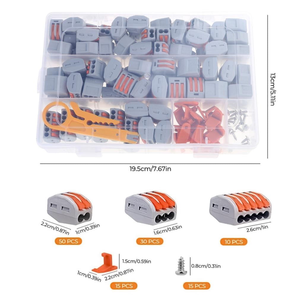 Splicing Connector Assortment Multifunctional Wire Splices Connector Set Compact Electrical Wire Connector set 120pcs