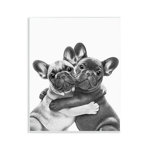 Stupell Industries Hugging Dog Pair Animals & Insects Painting Unframed Art Print Wall Art, 11 x 14
