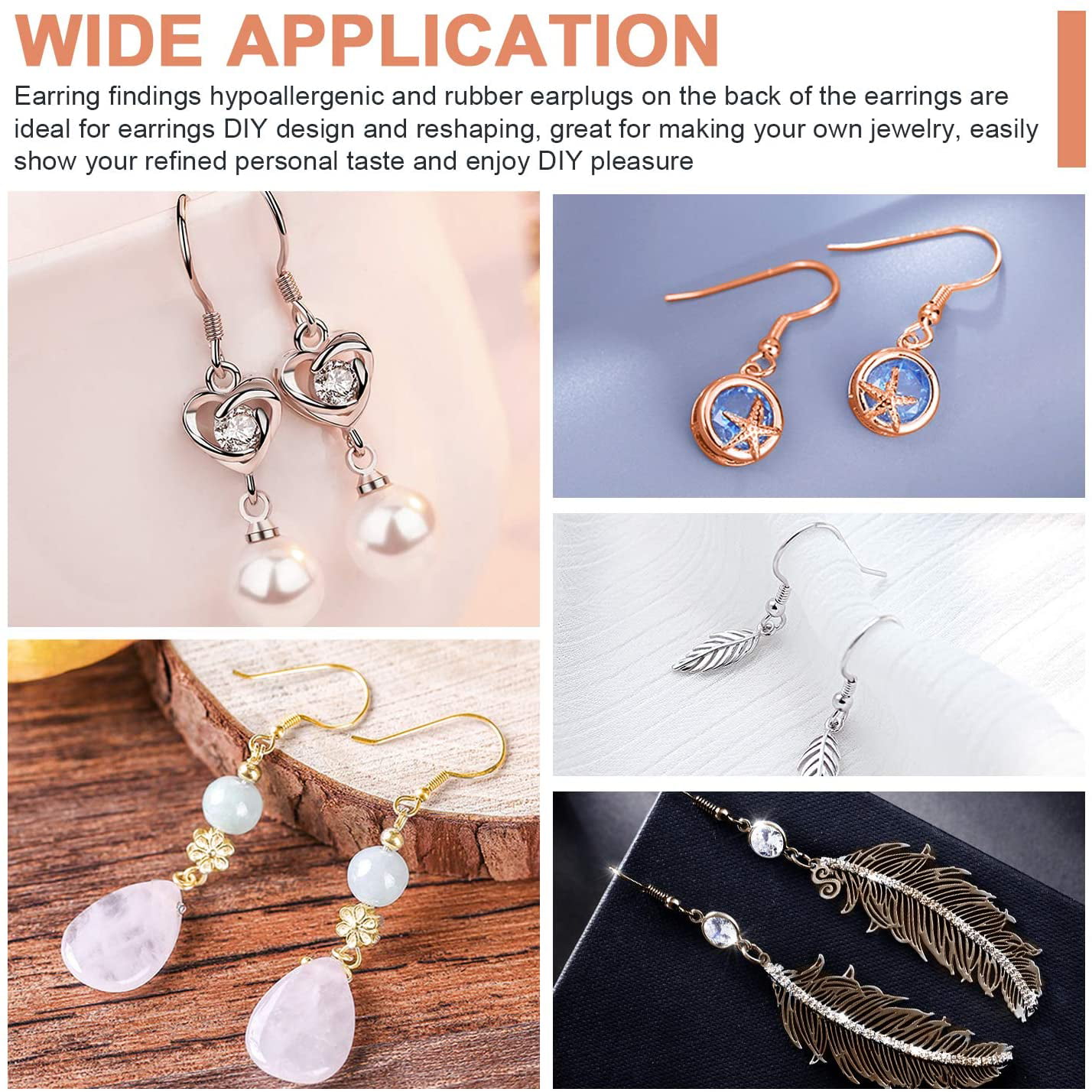 Vivixin 120pcs/60pais Earring Hooks, 925 Sterling Silver Hypoallergenic Earring Hooks for Jewelry Making Kit Supplies, Clear Rubber Earring Safety