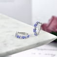 thumbnail image 4 of Gem Stone King 3.83 Ct Oval Blue Tanzanite G-H Lab Grown Diamond 925 Sterling Silver Hoop Earrings, 4 of 4