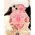 thumbnail image 7 of Pink Butterfly Phone Case Compatible with iPhone 14 Pro, Cute 3D Korea Dopamine Butterfly Case with Butterfly Wings Folding Stand Shockproof Silicone Soft Case, 7 of 7