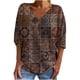 thumbnail image 1 of Moda mujer camiseta casual Vintage estampado étnico 3/4 manga pulóver blusa Tops Fridja  czfsfas1408, 1 of 8