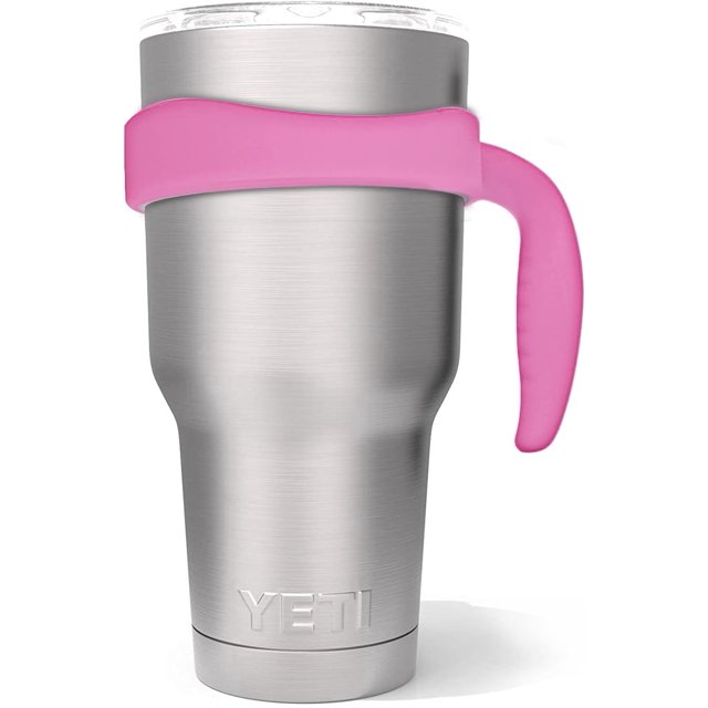 Tumbler Handle for YETI 30oz Rambler Cup, ALIENSX Anti Slip Travel Mug Grip Holder for Yeti Rambler, Ozark Trail, Rtic, Sic and More Tumbler Mugs (Pink)