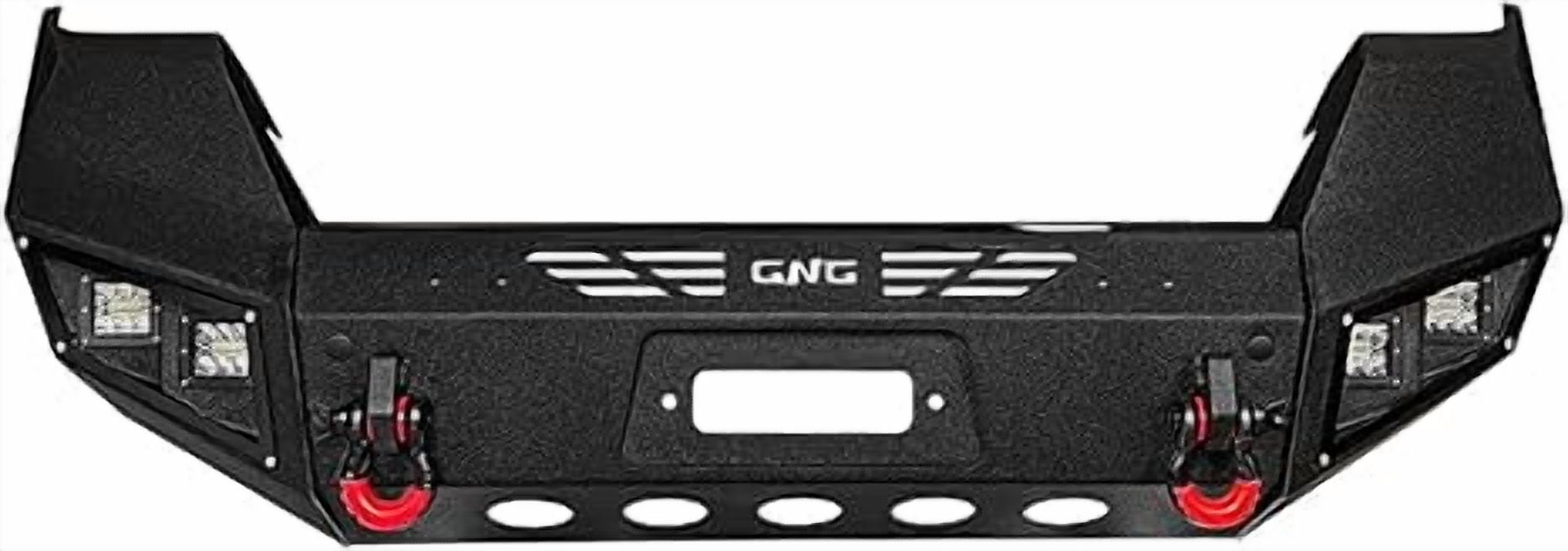 TIOYAR For 2016-2017-2018-2019-2020-2021-2022-2023 Toyota Tacoma Steel Front Bumper With Winch Plate&Square Lights (Black Texture)