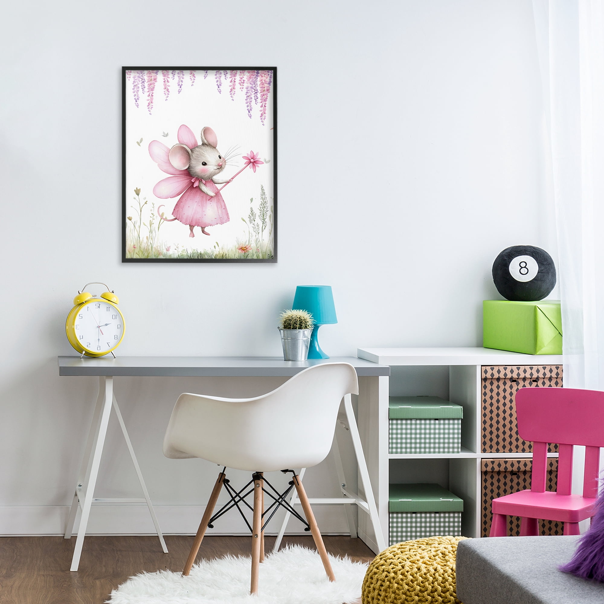 Stupell Industries Woodland Mouse Forest Fairy Black Framed Giclee Art, design by LSR Design Studio