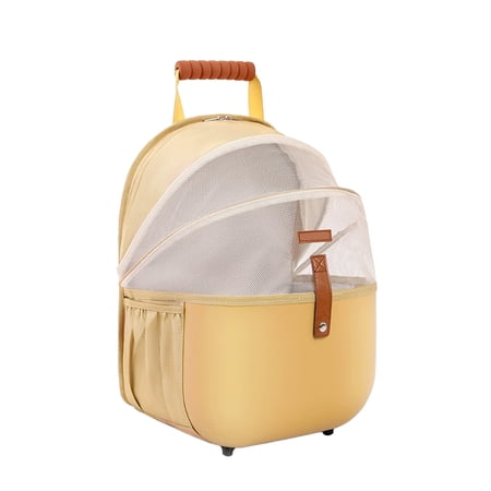 Guodhu Spacious Breathable Lightweight Outdoor Pet Carrier For Cats And Dogs Foldable Travel Bag With Non-Sagging Shoulder Straps Safety Leash And Fleece Lining(Yellow)