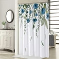 thumbnail image 3 of Green Leaves Shower Curtain,Spring Blue Floral Bathroom Shower Curtains Sets,Wildflower Plant Bath Curtain with 12 Hooks 72x72in,Waterproof Fabric, 3 of 6
