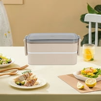 ROLKFUK Japanese Bento Box, 2-Compartment Leakproof Lunch Box - Microwave & Dishwasher Safe, Eco-Friendly Portable Lunch Container for Adults, ki-ds, Work, Sch-ool, Picnic - Beige