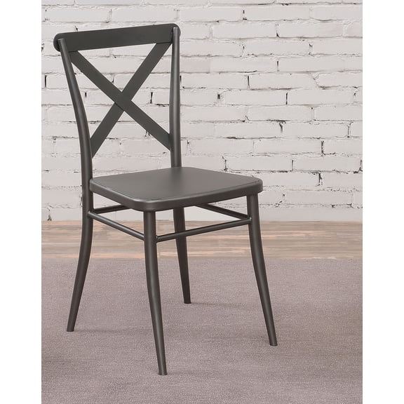 Furniture of America Frida Modern Steel Dining Chairs - Set of 2, Dark Gray