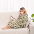 thumbnail image 4 of Beige Bigfoot and Forest Pattern Blanket Hoodies for Kids 6-13YR Oversize Wearable Blanket Hoodies for Boys Girls Teens, 4 of 7