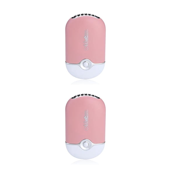 Vogacara Mini ventilador para injerto de pestañas, funcionamiento portátil con botón de mano, enfriador de 5V con cuerda colgante, secador de Rosado 2piezas